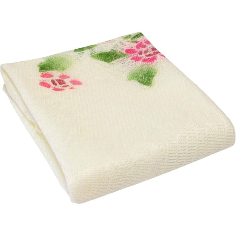 Delicate Shabby Chic Pink Roses and Ivory Lace Tablecloth, 70" Round